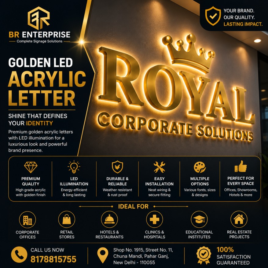 Golden Led Acrylic Letter
