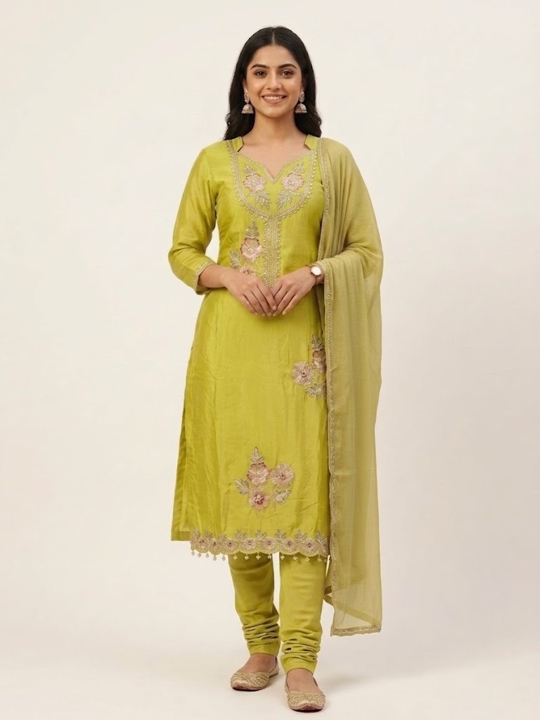 Women Embroidered Dola Silk