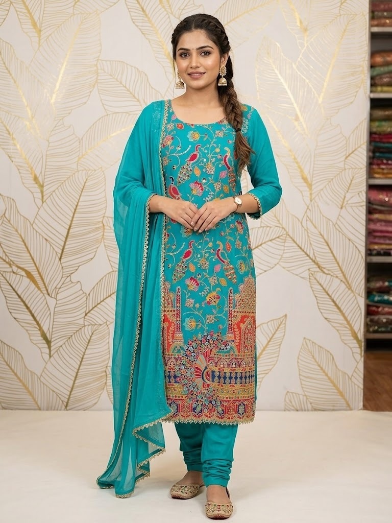 Women Heavy Embroidered & Sequence Work Unstitched Salwar Suit