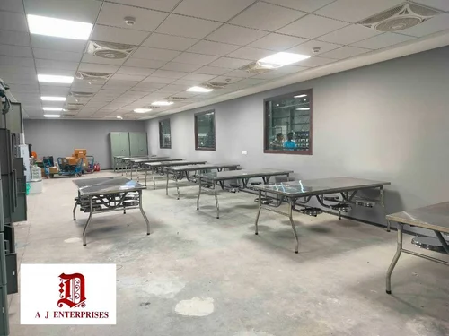 SS Industrial Dining Table With Foldable Stool