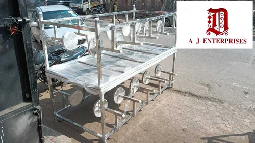 SS 10 Seater Canteen Table With Foldable Stool