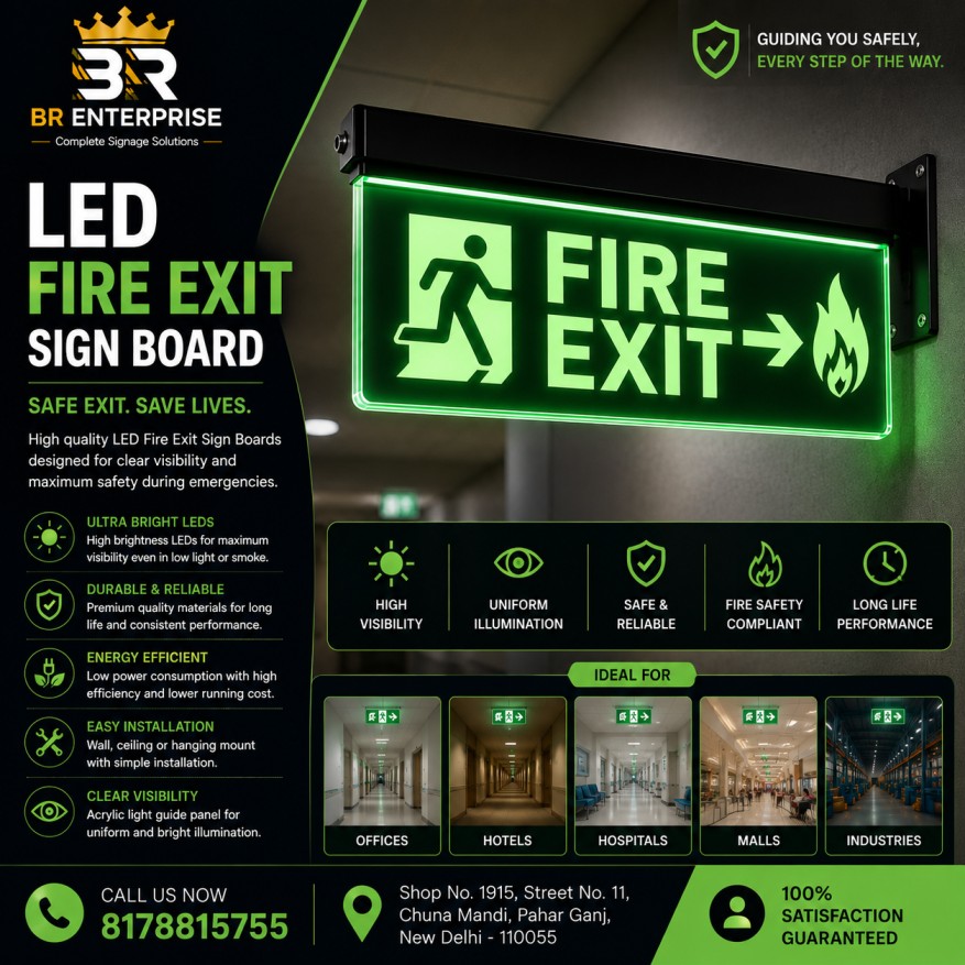 Led Fire Exit Sign Board