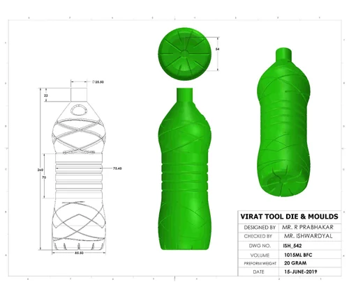 Hdpe bottle Mould 1000ml 1 cavity. image 2
