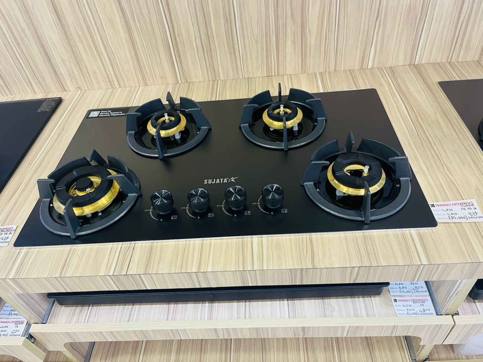 Sujata Hob Gas Stove 4 Burners Glass Top image 2