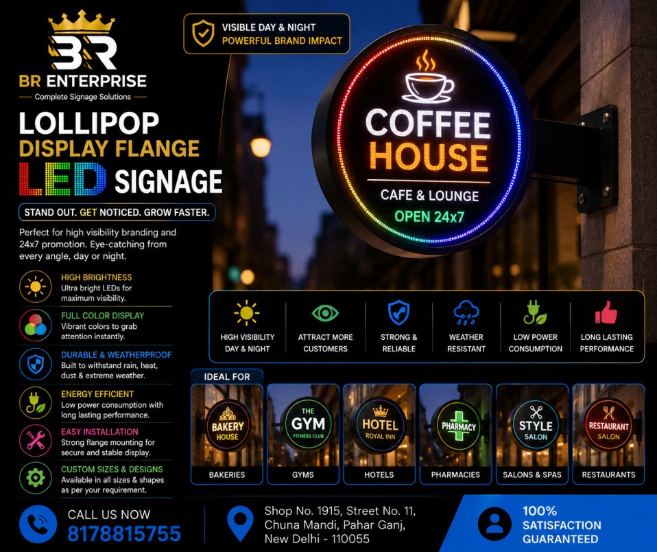 Lollipop Display Flange Led Signage